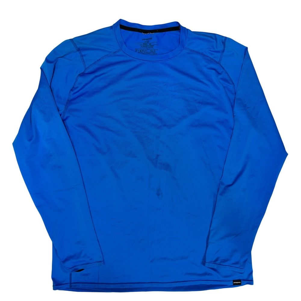 Patagonia Mens Capilene 1 Silkweight Crew Long Sleeve Shirt Blue XXL
